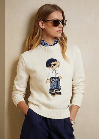 Krémové dámské svetry Ralph Lauren Sarong Bear Jersey Krémové dámské svetry Ralph Lauren Sarong Bear Jersey
