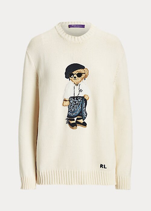Krémové dámské svetry Ralph Lauren Sarong Bear Jersey Krémové dámské svetry Ralph Lauren Sarong Bear Jersey