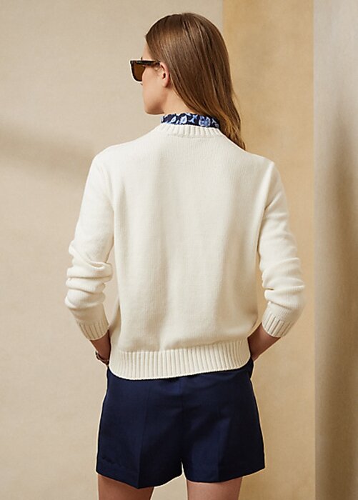 Krémové dámské svetry Ralph Lauren Sarong Bear Jersey Krémové dámské svetry Ralph Lauren Sarong Bear Jersey