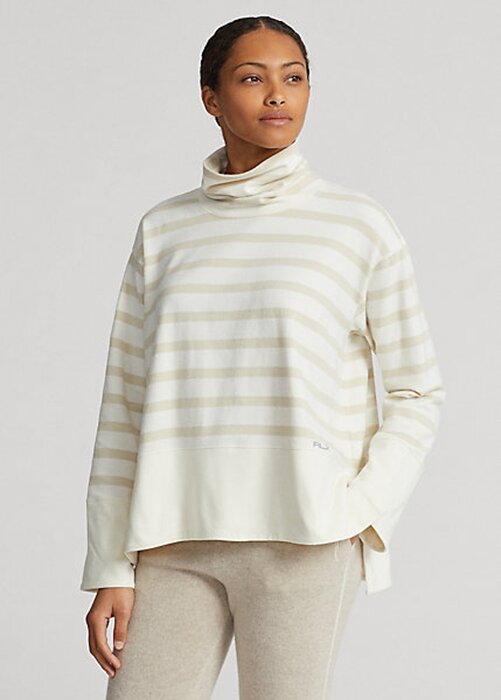 Krémové dámské svetry Ralph Lauren Striped Performance Fleece Krémové dámské svetry Ralph Lauren Striped Performance Fleece