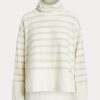 Krémové dámské svetry Ralph Lauren Striped Performance Fleece Krémové dámské svetry Ralph Lauren Striped Performance Fleece