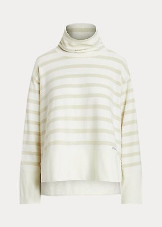 Krémové dámské svetry Ralph Lauren Striped Performance Fleece Krémové dámské svetry Ralph Lauren Striped Performance Fleece