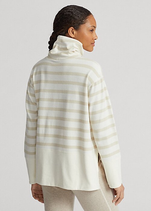 Krémové dámské svetry Ralph Lauren Striped Performance Fleece Krémové dámské svetry Ralph Lauren Striped Performance Fleece