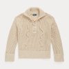 Krémové dámské svetry z bavlny a vlny Ralph Lauren s křížkovým stehem