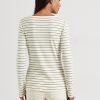 Krémové dámské topy Henley s pruhovanou bavlnou a směsí Ralph Lauren Krémové dámské topy Henley s pruhovanou bavlnou a směsí Ralph Lauren