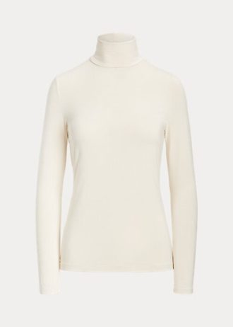 Krémová dámská trička Ralph Lauren Jersey Rolák Krémová dámská trička Ralph Lauren Jersey Rolák