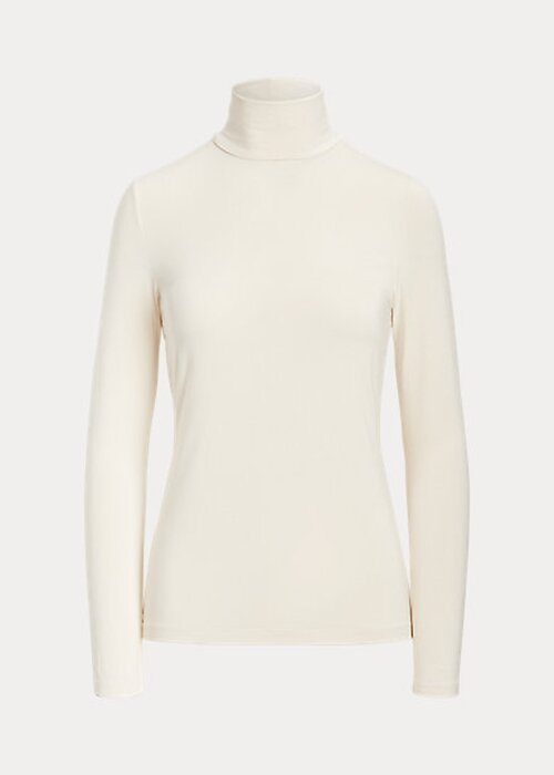 Krémová dámská trička Ralph Lauren Jersey Rolák Krémová dámská trička Ralph Lauren Jersey Rolák