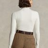 Krémová dámská trička Ralph Lauren Stretch s žebrovaným rolákem Krémová dámská trička Ralph Lauren Stretch s žebrovaným rolákem