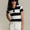 Krémová/černá dámská polokošile Slim Fit Cable-Knit Ralph Lauren