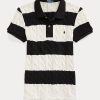 Krémová/černá dámská polokošile Slim Fit Cable-Knit Ralph Lauren