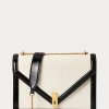 Krémové/černé dámské semišové obálkové crossbody kabelky Ralph Lauren Polo ID