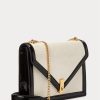 Krémové/černé dámské semišové obálkové crossbody kabelky Ralph Lauren Polo ID