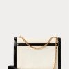 Krémové/černé dámské semišové obálkové crossbody kabelky Ralph Lauren Polo ID