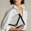 Krémové/černé dámské semišové obálkové crossbody kabelky Ralph Lauren Polo ID