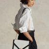 Krémové/černé dámské semišové obálkové crossbody kabelky Ralph Lauren Polo ID