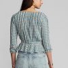 Krémová / modrá dámská košile Ralph Lauren Gingham Voile Peplum Krémová / modrá dámská košile Ralph Lauren Gingham Voile Peplum