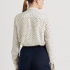 Krémové / námořnické dámské krepové košile Ralph Lauren s kravatou a výstřihem Krémové / námořnické dámské krepové košile Ralph Lauren s kravatou a výstřihem