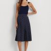 Krémové/námořnické dámské puntíkované krepové sukně Ralph Lauren Krémové/námořnické dámské puntíkované krepové sukně Ralph Lauren