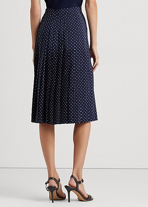 Krémové/námořnické dámské puntíkované krepové sukně Ralph Lauren Krémové/námořnické dámské puntíkované krepové sukně Ralph Lauren