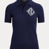 Krémové/námořnické dámské svetry Ralph Lauren dvoubarevné bavlněné kardigany