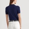 Krémové/námořnické dámské svetry Ralph Lauren dvoubarevné bavlněné kardigany