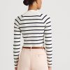 Krémové/námořnické dámské svetry Ralph Lauren Striped Cropped Mockneck