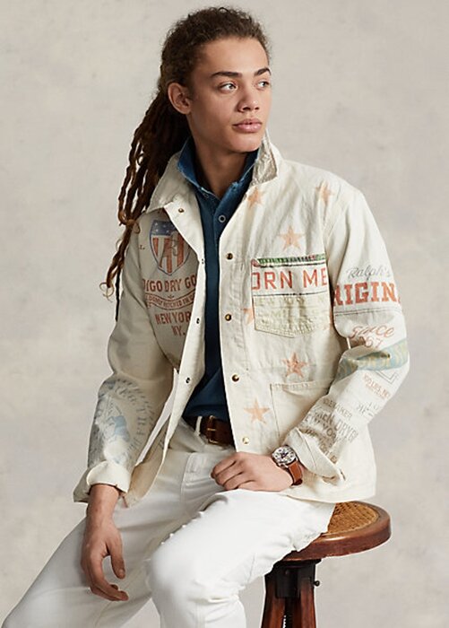 Krémové pánské bundy Ralph Lauren Denim Graphic Painter Krémové pánské bundy Ralph Lauren Denim Graphic Painter