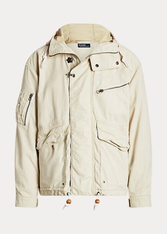 Krémové pánské bundy s kapucí Ralph Lauren s rybí kostí Krémové pánské bundy s kapucí Ralph Lauren s rybí kostí
