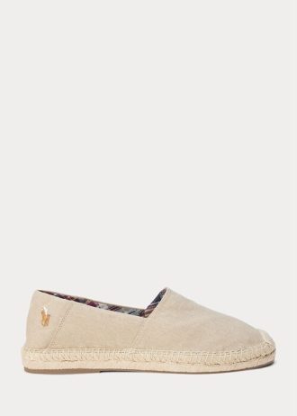 Krémová pánská espadrilka z praného plátna Ralph Lauren Cevio