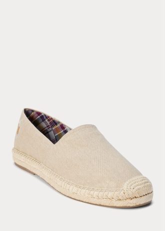 Krémová pánská espadrilka z praného plátna Ralph Lauren Cevio