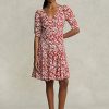 Květinové dámské krepové šaty Ralph Lauren s květinovými skopovými rukávy Godet Květinové dámské krepové šaty Ralph Lauren s květinovými skopovými rukávy Godet