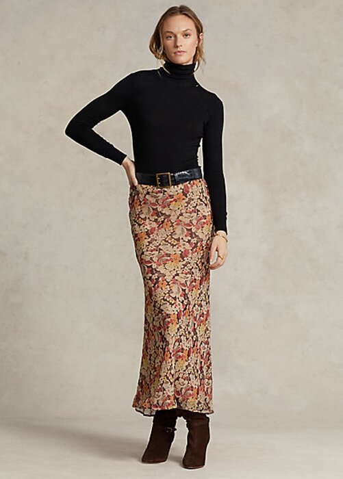 Květinové dámské Ralph Lauren květinové mačkané sukně Georgette Květinové dámské Ralph Lauren květinové mačkané sukně Georgette