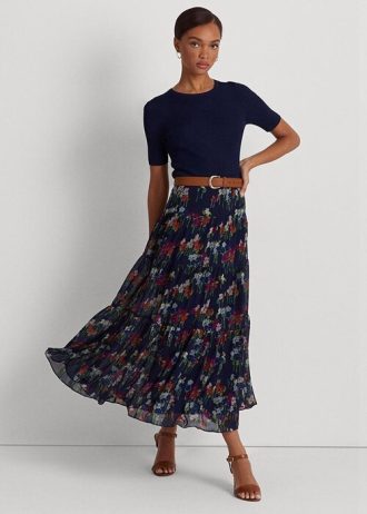 Květinové dámské sukně Ralph Lauren Floral Crinkle Georgette Květinové dámské sukně Ralph Lauren Floral Crinkle Georgette