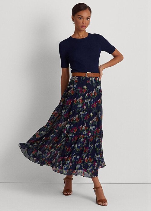 Květinové dámské sukně Ralph Lauren Floral Crinkle Georgette Květinové dámské sukně Ralph Lauren Floral Crinkle Georgette