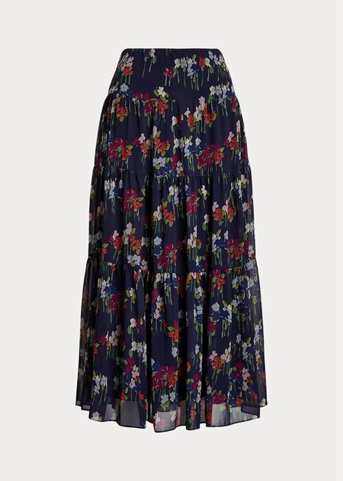 Květinové dámské sukně Ralph Lauren Floral Crinkle Georgette Květinové dámské sukně Ralph Lauren Floral Crinkle Georgette