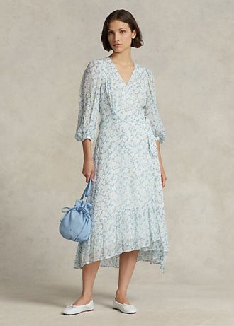 Květinové dámské zavinovací šaty Ralph Lauren Floral Crinkle Georgette