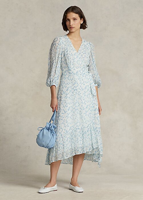 Květinové dámské zavinovací šaty Ralph Lauren Floral Crinkle Georgette Květinové dámské zavinovací šaty Ralph Lauren Floral Crinkle Georgette