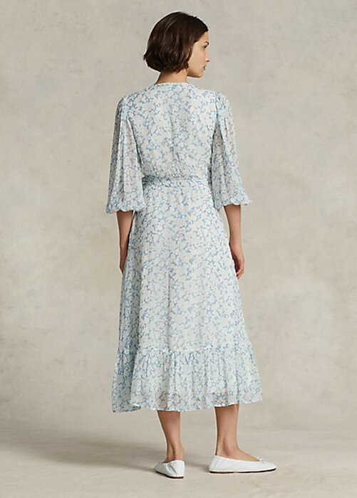 Květinové dámské zavinovací šaty Ralph Lauren Floral Crinkle Georgette Květinové dámské zavinovací šaty Ralph Lauren Floral Crinkle Georgette