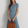 Lauren Tan/Buff Dámské kožené brašny Ralph Lauren s reliéfem střední kadenské brašny