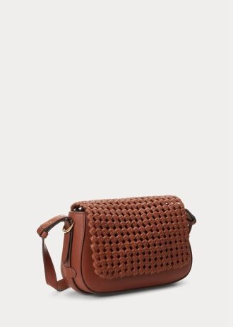 Lauren Tan Dámské tkané kožené malé kabelky Maddy přes rameno Ralph Lauren