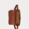 Lauren Tan Dámské tkané kožené malé kabelky Maddy přes rameno Ralph Lauren