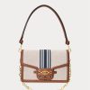 Lauren Tan /Navy Dámská střední pruhovaná plátěná kabelka Ralph Lauren