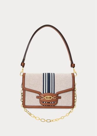Lauren Tan /Navy Dámská střední pruhovaná plátěná kabelka Ralph Lauren