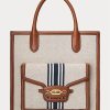 Lauren Tan/Navy Women’s Ralph Lauren Canvas Large Tote Bags