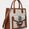 Lauren Tan/Navy Women’s Ralph Lauren Canvas Large Tote Bags