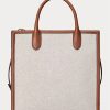 Lauren Tan/Navy Women’s Ralph Lauren Canvas Large Tote Bags