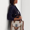 Lauren Tan/Navy Women’s Ralph Lauren Canvas Large Tote Bags