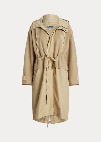 Žluté dámské dlouhé polní bundy Ralph Lauren s kapucí Žluté dámské dlouhé polní bundy Ralph Lauren s kapucí