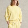 Žluté dámské mikiny Ralph Lauren z organické bavlny s výstřihem Žluté dámské mikiny Ralph Lauren z organické bavlny s výstřihem