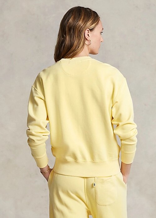 Žluté dámské mikiny Ralph Lauren z organické bavlny s výstřihem Žluté dámské mikiny Ralph Lauren z organické bavlny s výstřihem